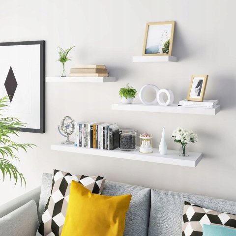 Półka ścienna wisząca zestaw 2 sztuk płyta MDF Woltu 70 x 23 cm biały Półka ścienna wisząca zestaw 2 sztuk płyta MDF Woltu 70 x 23 cm biały