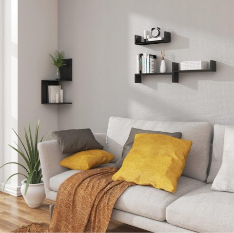 Półka wisząca pływająca 3 sztuki Woltu 42 x 9,7 cm czarny