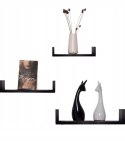 Półka wisząca pływająca 3 sztuki Woltu 42 x 9,7 cm czarny