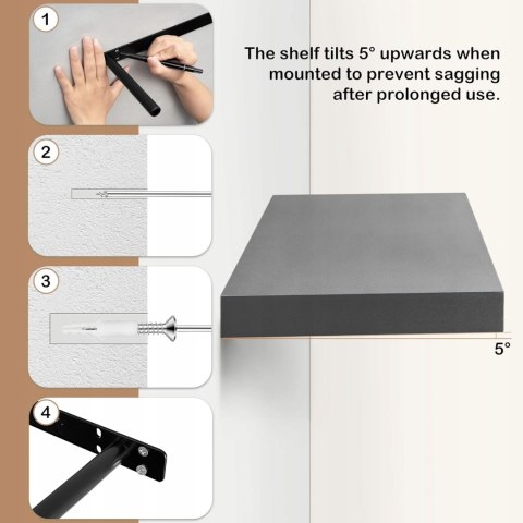 Półka wisząca ścienna pływająca płyta MDF Woltu 30 x 23 cm szary