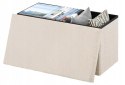 Pufa tapicerowana eSituro beżowy 76 x 37 x 38 cm ze schowkiem