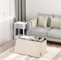 Pufa tapicerowana eSituro beżowy 76 x 37 x 38 cm ze schowkiem