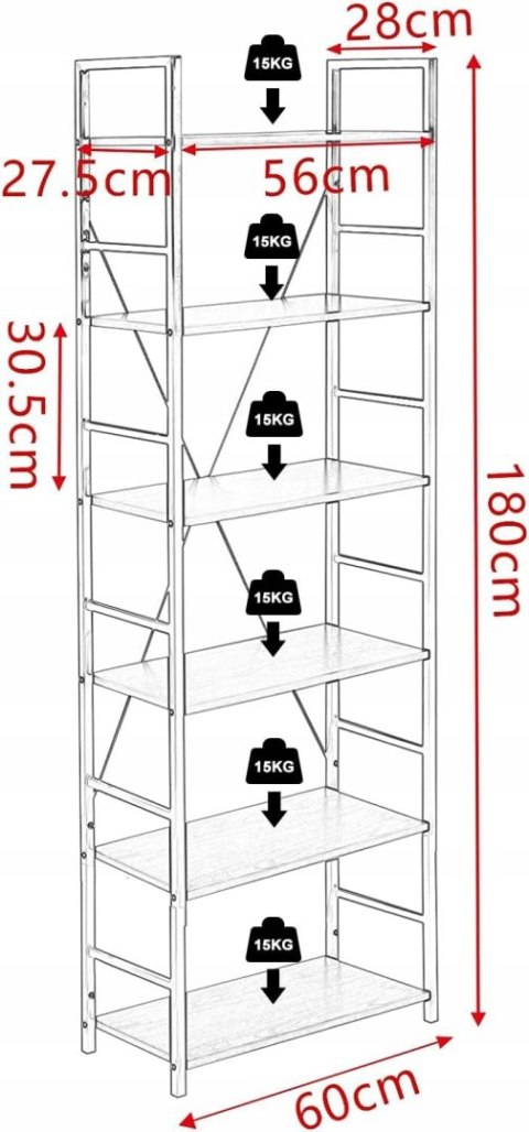 REGAŁ PÓŁKA na książki płyta MDF Woltu 60 x 28 cm dąb biały REGAŁ PÓŁKA na książki płyta MDF Woltu 60 x 28 cm dąb biały