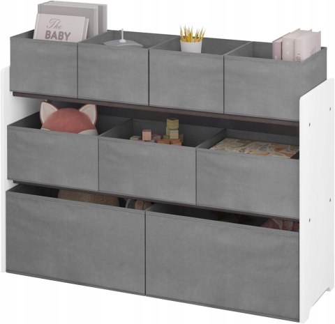 Regał, półka, organizer na zabawki, biały + szary, 92x60x30 cm sorter