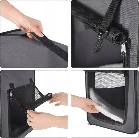 Transporter Torba transportowa tkanina Eugad S/M 61x51x46 cm składany szary Transporter Torba transportowa tkanina Eugad S/M 61x51x46 cm składany szary