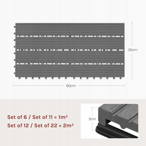 ZEWNĘTRZNE DESKI TARASOWE kompozytowe 12paneli 30 x 60 cm jasnoszary ZEWNĘTRZNE DESKI TARASOWE kompozytowe 12paneli 30 x 60 cm jasnoszary