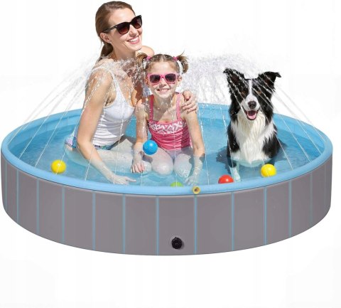 BASEN DLA PSÓW składany ze zraszaczami WOLTU 160x30cm