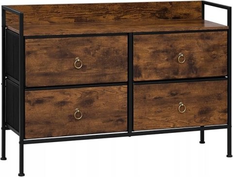 KOMODA Z 4 SZUFLADAMI z włókniny Woltu 100 x 29 x 69cm odcienie brązu KOMODA Z 4 SZUFLADAMI z włókniny Woltu 100 x 29 x 69cm odcienie brązu
