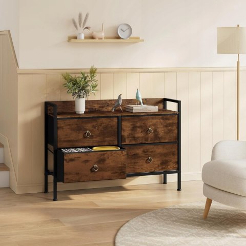 KOMODA Z 4 SZUFLADAMI z włókniny Woltu 100 x 29 x 69cm odcienie brązu KOMODA Z 4 SZUFLADAMI z włókniny Woltu 100 x 29 x 69cm odcienie brązu