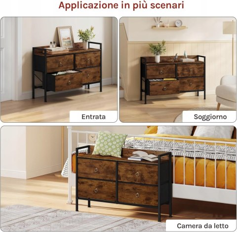 KOMODA Z 4 SZUFLADAMI z włókniny Woltu 100 x 29 x 69cm odcienie brązu KOMODA Z 4 SZUFLADAMI z włókniny Woltu 100 x 29 x 69cm odcienie brązu