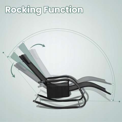 LEŻAK OGRODOWY bujany relaksacyjny ze zdejmowanym zagłówkiem WOLTU czarny