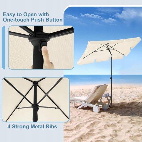 PARASOL OGRODOWY WOLTU 200 X 120 x 245cm beżowy PARASOL OGRODOWY WOLTU 200 X 120 x 245cm beżowy