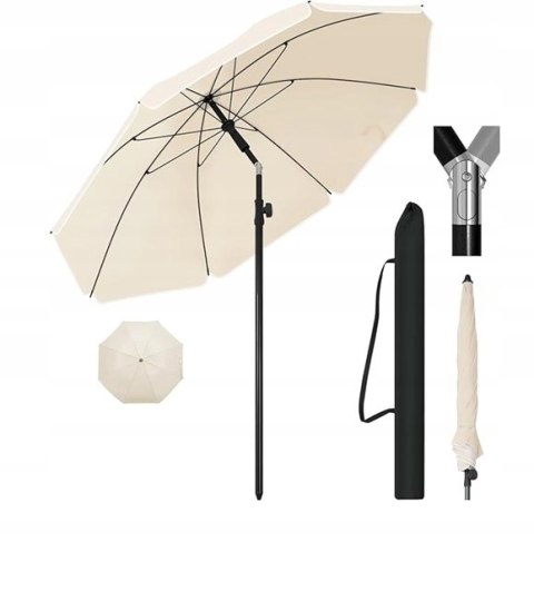 PARASOL PLAŻOWY ogrodowy tarasowy Woltu beżowy 155 cm PARASOL PLAŻOWY ogrodowy tarasowy Woltu beżowy 155 cm
