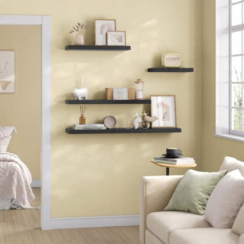 PÓŁKA WISZĄCA lewitująca płyta MDF 80 x 23 cm eSituro czarna PÓŁKA WISZĄCA lewitująca płyta MDF 80 x 23 cm eSituro czarna