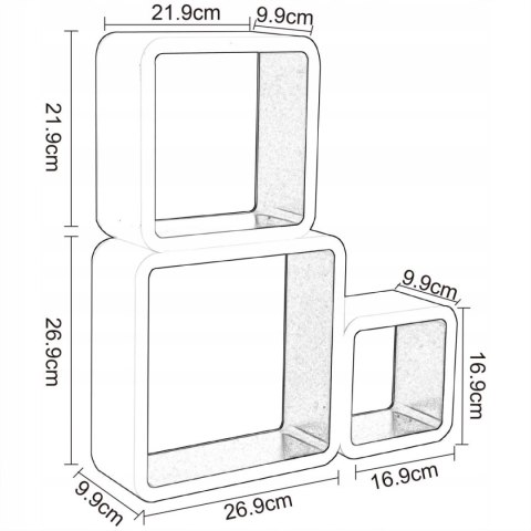 Półka ścienna wisząca zestaw 3 sztuk drewno Woltu 26,9 x 9,9 cm biały Półka ścienna wisząca zestaw 3 sztuk drewno Woltu 26,9 x 9,9 cm biały