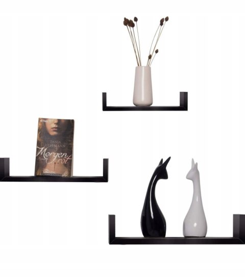 Półka wisząca pływająca 3 sztuki 42 x 9,7 cm czarny WOLTU