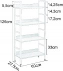 Regał na książki woltu 60 x 27,5 x 126cm jasny brąz 4 poziomy metalowa rama