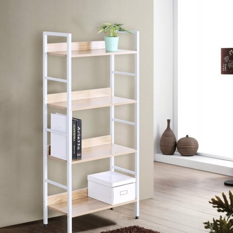 Regał na książki woltu 60 x 27,5 x 126cm jasny brąz 4 poziomy metalowa rama Regał na książki woltu 60 x 27,5 x 126cm jasny brąz 4 poziomy metalowa rama
