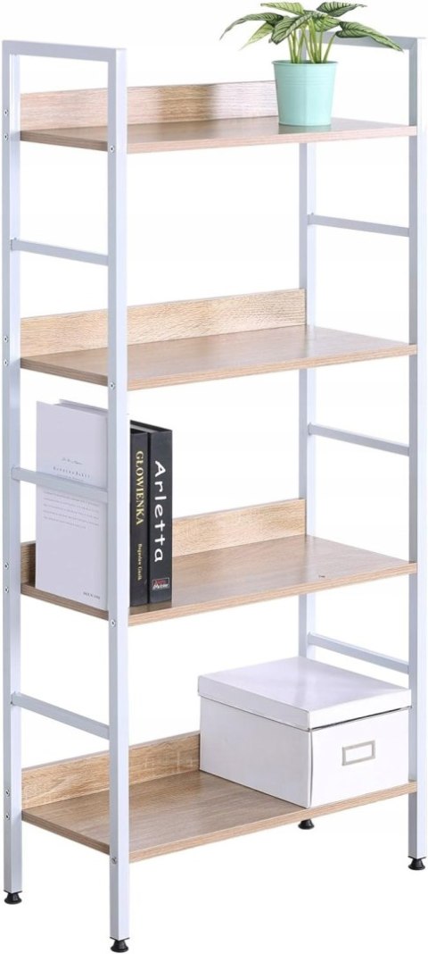Regał na książki woltu 60 x 27,5 x 126cm jasny brąz 4 poziomy metalowa rama Regał na książki woltu 60 x 27,5 x 126cm jasny brąz 4 poziomy metalowa rama