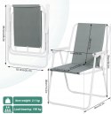 SKŁADANE KRZESŁA KEMPINGOWE ogrodowe, zestaw 2 szt., WOLTU szare