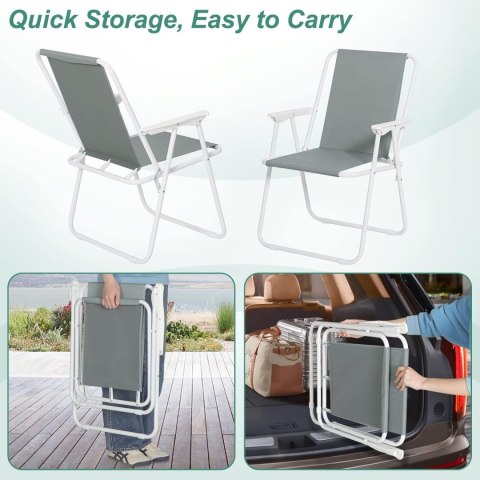 SKŁADANE KRZESŁA KEMPINGOWE ogrodowe, zestaw 2 szt., WOLTU szare