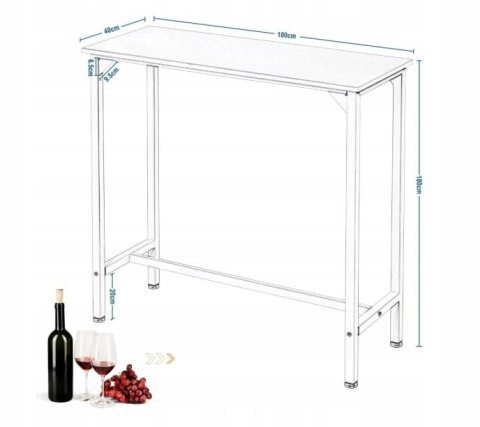 STÓŁ BAROWY wysoki Eugad 40 x 100 x 100cm biały STÓŁ BAROWY wysoki Eugad 40 x 100 x 100cm biały