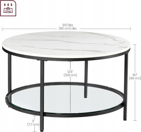 STOLIK KAWOWY OKRĄGŁY IMITACJA MARMURU 80 x 80 x 45 cm STOLIK KAWOWY OKRĄGŁY IMITACJA MARMURU 80 x 80 x 45 cm