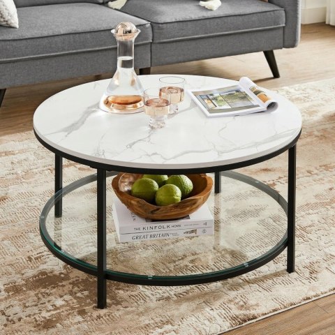 STOLIK KAWOWY OKRĄGŁY IMITACJA MARMURU 80 x 80 x 45 cm STOLIK KAWOWY OKRĄGŁY IMITACJA MARMURU 80 x 80 x 45 cm