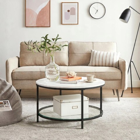 STOLIK KAWOWY OKRĄGŁY IMITACJA MARMURU 80 x 80 x 45 cm STOLIK KAWOWY OKRĄGŁY IMITACJA MARMURU 80 x 80 x 45 cm