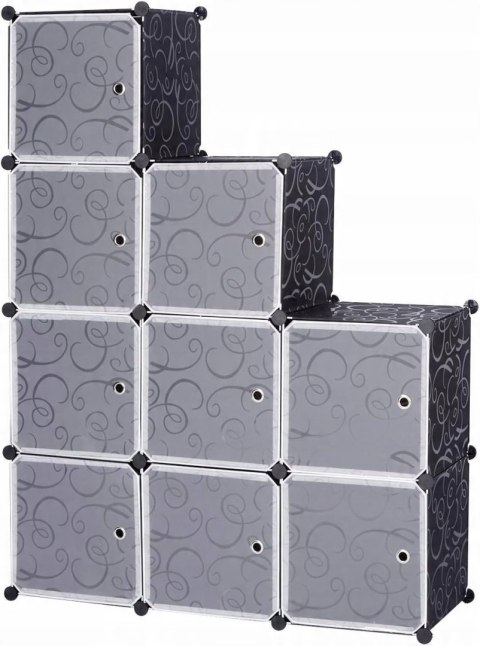 SZAFA MODUŁOWA regał wtykowy z drzwiami 9 przegródek 111x37x111 cm czarny