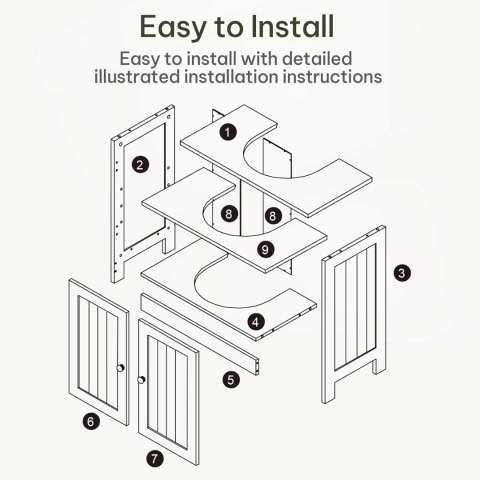 SZAFKA ŁAZIENKOWA pod umywalkę z wycięciem na syfon szara 60x30x60 cm