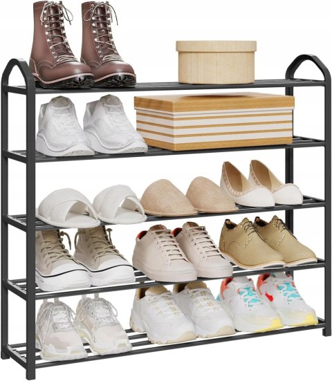 SZAFKA REGAŁ NA BUTY Z 5 półkami 79 x 18,5 x 75 cm WOLTU czarna