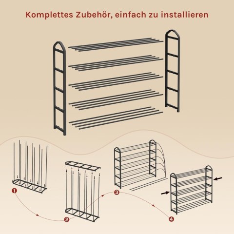SZAFKA REGAŁ NA BUTY Z 5 półkami 79 x 18,5 x 75 cm WOLTU czarna