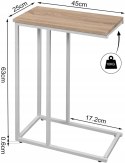 Stolik kawowy boczny prostokątny 45 x 25 x 63,6cm dąb jasny WOLTU