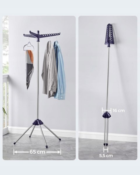 Suszarka wolnostojąca pionowa Songmics 151-182 cm x 29-29 cm RAMIONOWA Suszarka wolnostojąca pionowa Songmics 151-182 cm x 29-29 cm RAMIONOWA