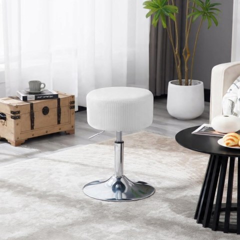 Taboret do makijażu toaletki tapicerowany Woltu biały 67 cm Taboret do makijażu toaletki tapicerowany Woltu biały 67 cm