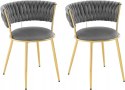 ZESTAW 2 KRZESEŁ KUCHENNYCH jadalnianych glamour WOLTU ciemnoszare