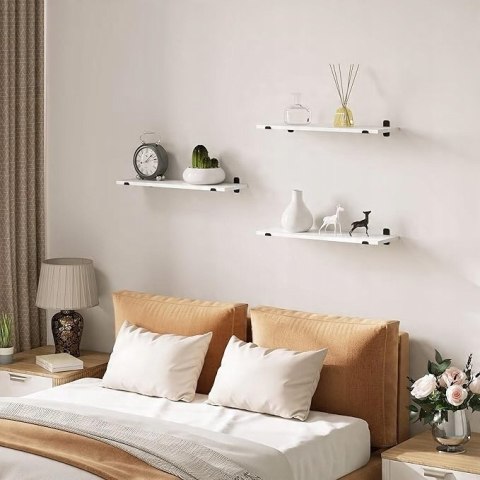 ZESTAW 3 PÓŁEK ściennych płyta MDF Eugad 60 x 20 cm biały ZESTAW 3 PÓŁEK ściennych płyta MDF Eugad 60 x 20 cm biały