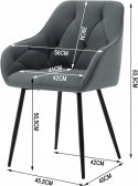 KRZESŁO TAPICEROWANE KUCHNIA JADALNIA FOTEL ERGONOMICZNY szare pikowane