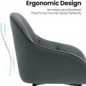 KRZESŁO TAPICEROWANE KUCHNIA JADALNIA FOTEL ERGONOMICZNY szare pikowane