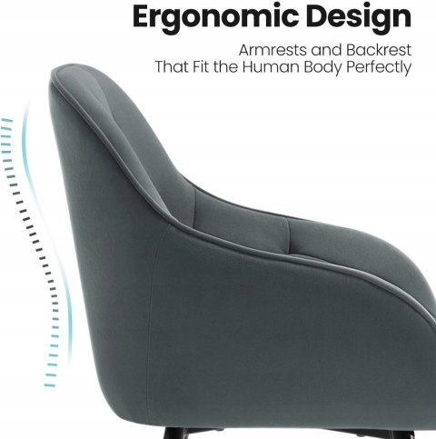 KRZESŁO TAPICEROWANE KUCHNIA JADALNIA FOTEL ERGONOMICZNY szare pikowane