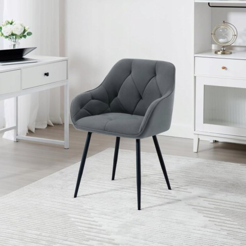 KRZESŁO TAPICEROWANE KUCHNIA JADALNIA FOTEL ERGONOMICZNY szare pikowane