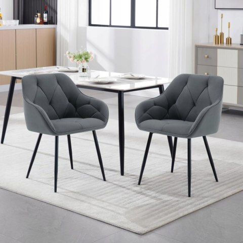 KRZESŁO TAPICEROWANE KUCHNIA JADALNIA FOTEL ERGONOMICZNY szare pikowane