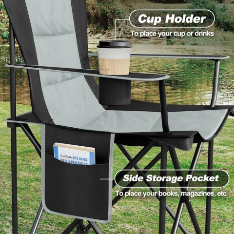 KRZESŁO WĘDKARSKIE turystyczne WOLTU czarny/szary