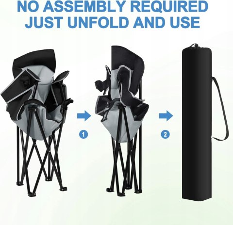 KRZESŁO WĘDKARSKIE turystyczne WOLTU czarny/szary