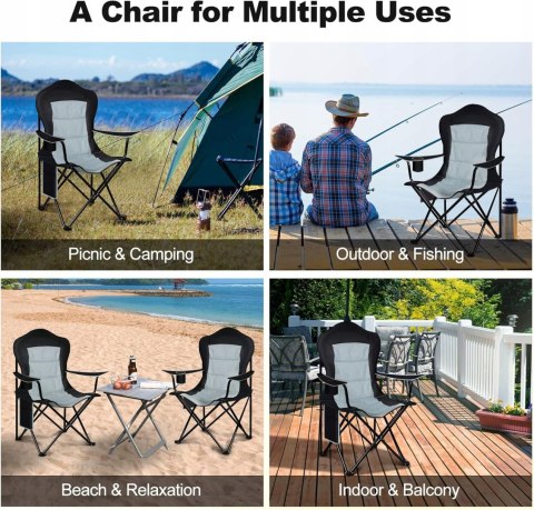KRZESŁO WĘDKARSKIE turystyczne WOLTU czarny/szary