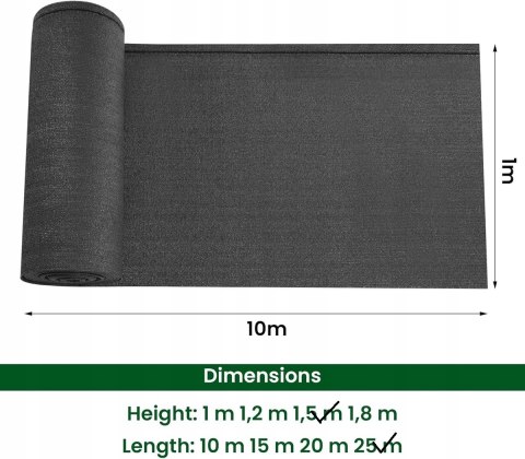 OSŁONA OGRODZENIOWA ekran zaciemniający 1,5 x 25 m 280 g/m² HDPE WOLTU