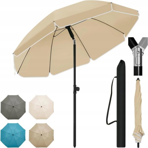PARASOL PLAŻOWY ogrodowy tarasowy średnica 175cm WOLTU beżowy