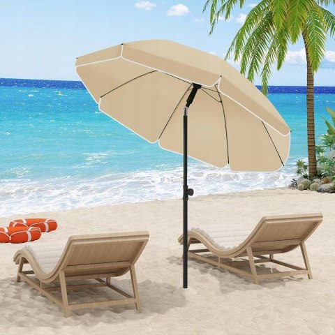 PARASOL PLAŻOWY ogrodowy tarasowy średnica 175cm WOLTU beżowy