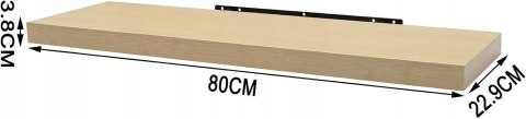 PÓŁKA ŚCIENNA lewitująca 80x23 cm dąb biszkoptowy, ukryte mocowanie Woltu